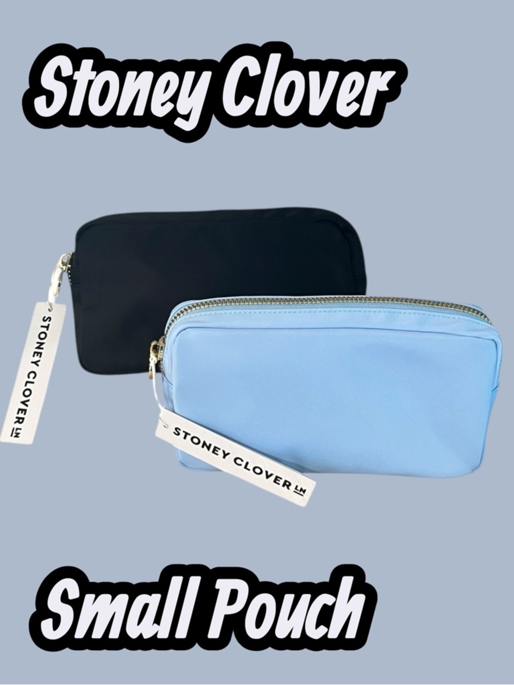 NWT Stoney Clover Lane Periwinkle and Black Pouch Small Size